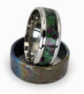 Stainless Steel  with green and purple opal