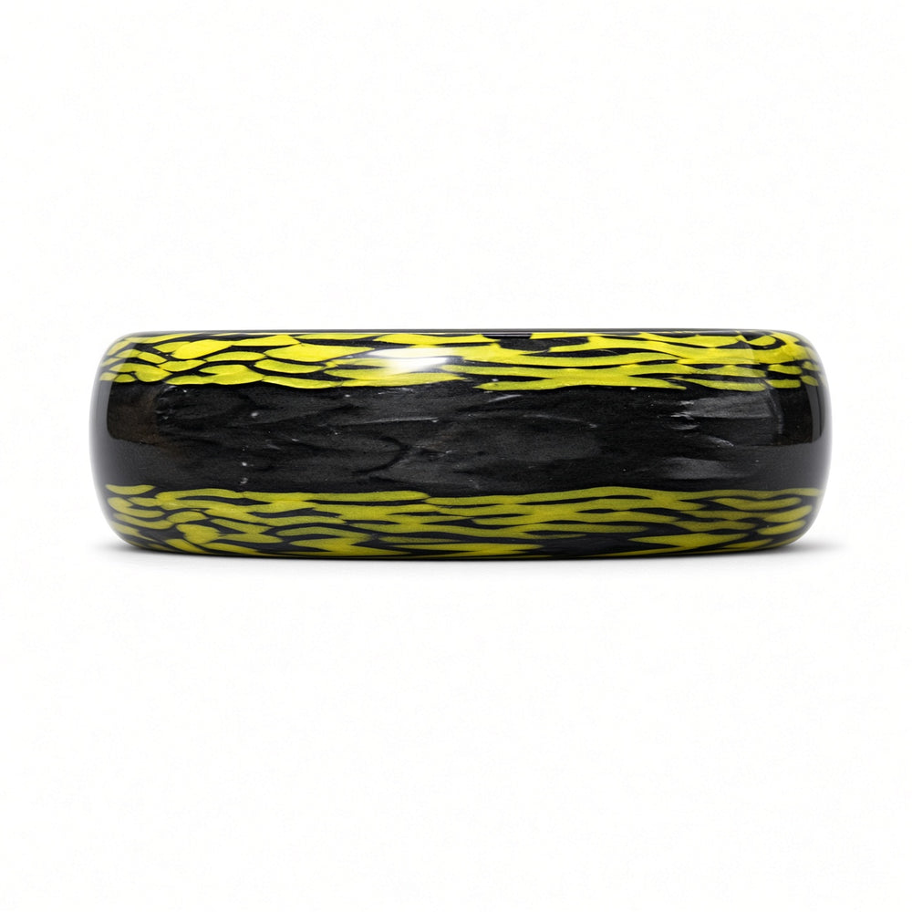 Yellow and Black Carbon Fiber Ring with Titanium Core | Handmade in the USA